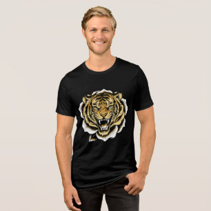 Camiseta Ilustração de Tigre Rugindo Design