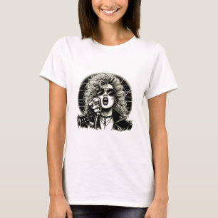 Camiseta Ilustração de tinta de cantora fêmea do pintinho R