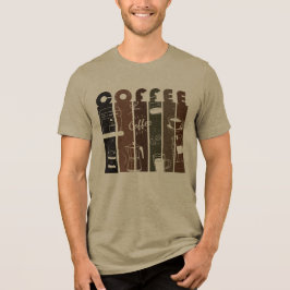 Camiseta Ilustração de Tipografia de Café Vintage Desenhada