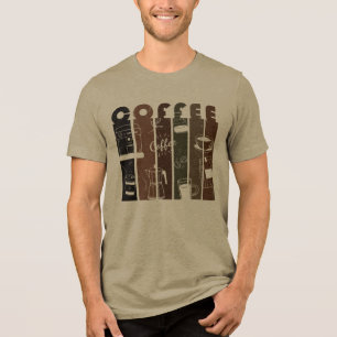 Camiseta Ilustração de Tipografia de Café Vintage Desenhada