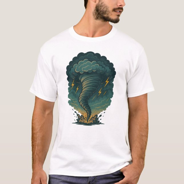 Camiseta Ilustração de Tornado Storm | Poderoso Relâmpago (Frente)