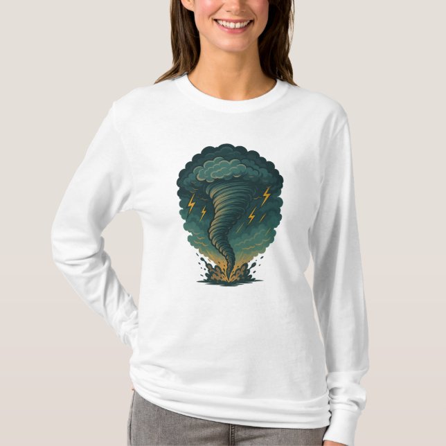 Camiseta Ilustração de Tornado Storm | Poderoso Relâmpago (Frente)