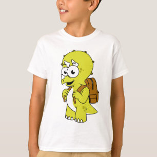 Camiseta Ilustração De Tricerátops Com Mochila.