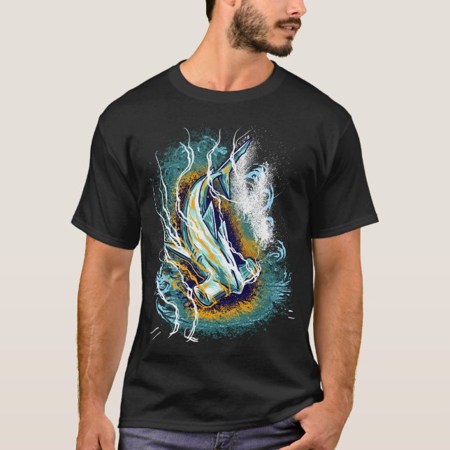 Camiseta Ilustração de Tubarão-Martelo (Frente)