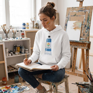 Camiseta Ilustração de Tubo de Tinta Azul Aquarela