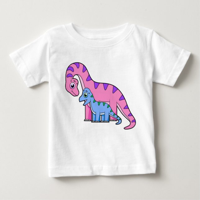 Camiseta Ilustração De Um Brachiossauro Mãe E Filho. (Frente)