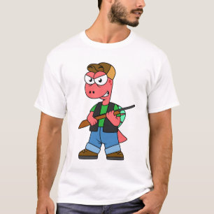 Camiseta Ilustração De Um Caçador De Espinossauro Com Arma.