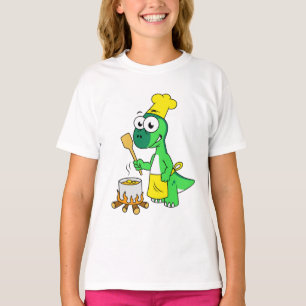 Camiseta Ilustração De Um Cozinhar De Dinossauro Parasaurol