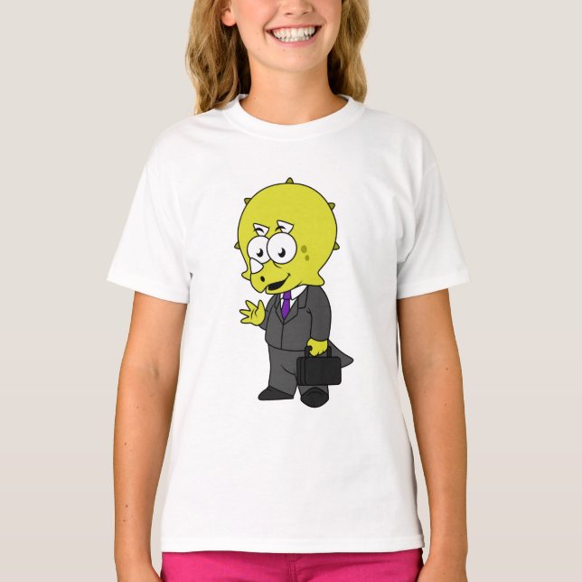 Camiseta Ilustração De Um Empresário Tricerátopo. (Frente)