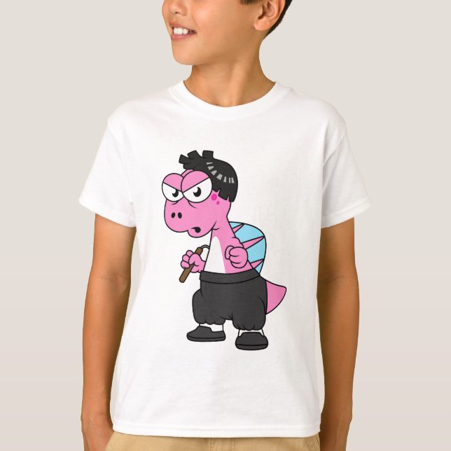 Camiseta Ilustração De Um Espinossauro Bruce Lee. (Frente)