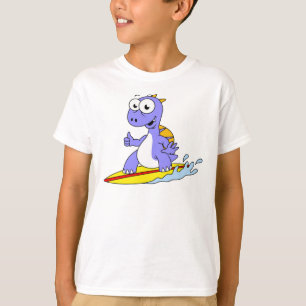 Camiseta Ilustração De Um Espinossauro De Surfe.