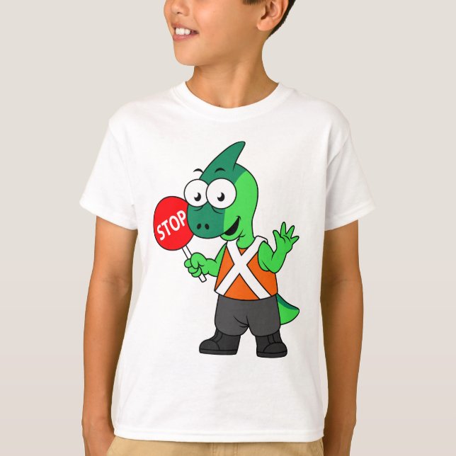 Camiseta Ilustração De Um Executante De Tráfego De Parasaur (Frente)