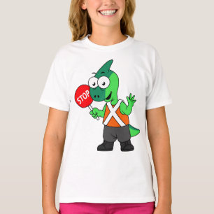 Camiseta Ilustração De Um Executante De Tráfego De Parasaur