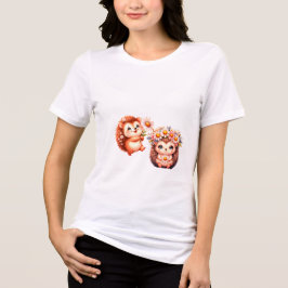 Camiseta Ilustração de um fofo casal de ouriços florais rom