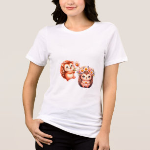 Camiseta Ilustração de um fofo casal de ouriços florais rom