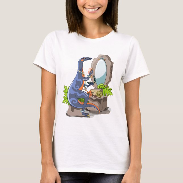 Camiseta Ilustração De Um Iguanodon Colocando Na Composição (Frente)