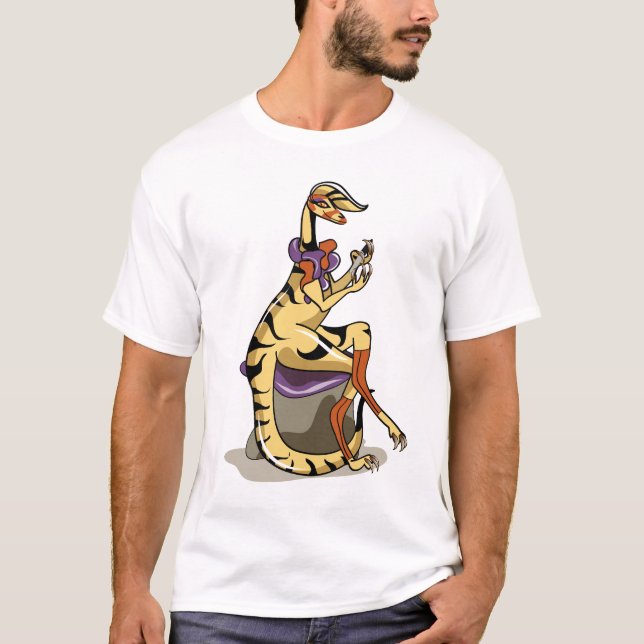 Camiseta Ilustração De Um Iguanodon Policiando Suas Unhas. (Frente)