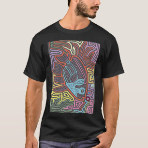 Camiseta ilustração de um peixe baseado em uma mola kuna