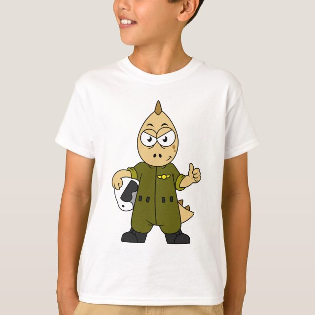 Camiseta Ilustração De Um Piloto De Jato De Allosaurus. (Frente)