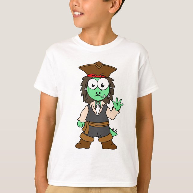 Camiseta Ilustração De Um Pirata De Estegossauro, Jack Spar (Frente)
