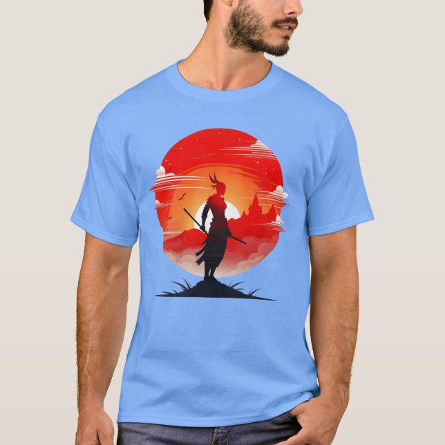 Camiseta Ilustração de um presente de samurai poderoso e se (Frente)