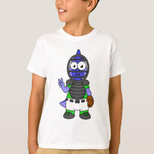 Camiseta Ilustração De Uma Caçadora De Basebol De Parasauro