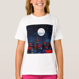 Camiseta Ilustração de uma cidade tranquila à noite