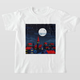 Camiseta Ilustração de uma cidade tranquila à noite