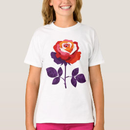 Camiseta Ilustração de uma rosa colorida