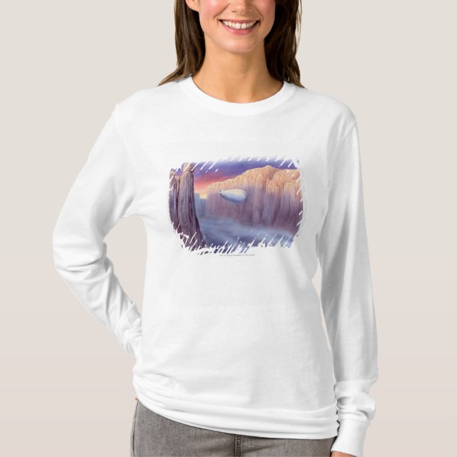 Camiseta Ilustração de uma viagem do dirigível (Frente)