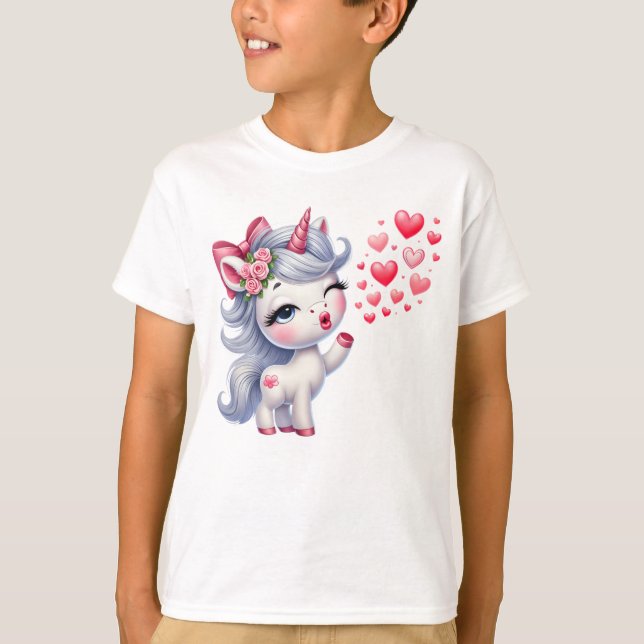 Camiseta Ilustração de Unicórnio Adorável (Frente)