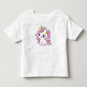 Camiseta Ilustração de unicórnio fofo em estilo kawaii