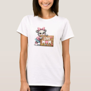 Camiseta Ilustração de ursinho de pelúcia com cartaz Amor M