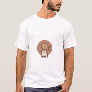 Camiseta Ilustração de Urso Chef Adorável