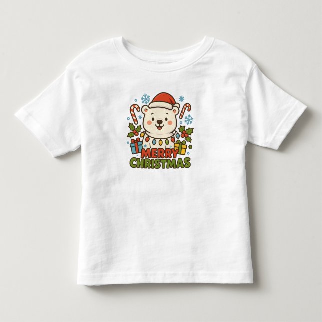 Camiseta Ilustração de Urso de Natal Fofo (Frente)