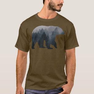 Camiseta Ilustração de urso feita de árvores com o prêmio 2