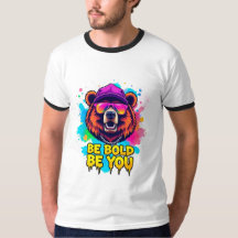 Ilustração de Urso Ousado com Slogan Inspirador