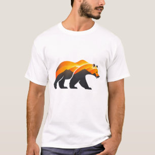 Camiseta Ilustração de Urso Pardo em Aquarela