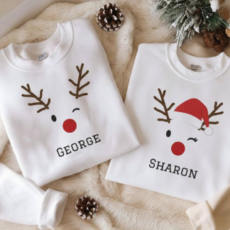 Camiseta Ilustração de Veado de Natal com Nome Personalizad