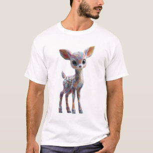 Camiseta Ilustração de Veado Psicodélico Arco-Íris para Hom