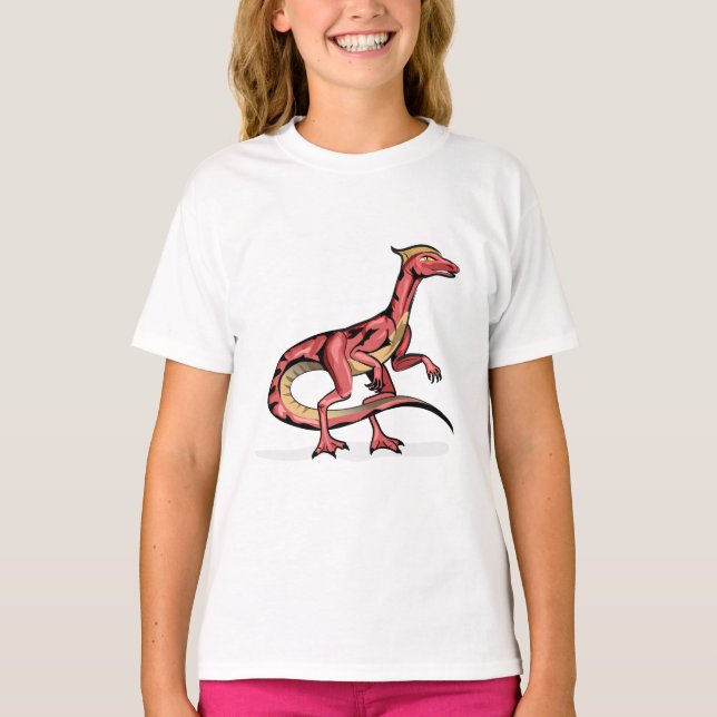 Camiseta Ilustração De Velociraptor. (Frente)