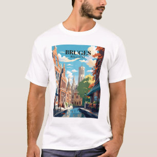 Camiseta Ilustração de Viagem Bruges Bélgica