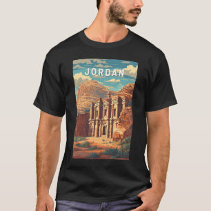 Camiseta Ilustração de viagem da Jordânia Arte Vintage