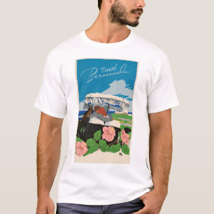 Camiseta Ilustração de Viagem de Arte de Bermudas Vintage