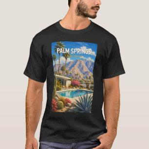 Camiseta Ilustração de Viagem de Arte de Palm Springs Calif