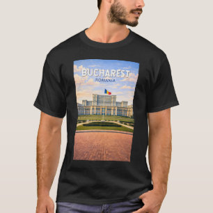 Camiseta Ilustração de viagem de arte vintage Bucareste Rom