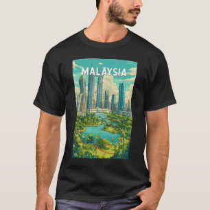 Camiseta Ilustração de Viagem de Arte Vintage da Malásia