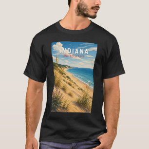 Camiseta Ilustração de Viagem de Arte Vintage de Indiana