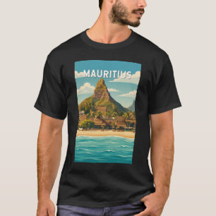 Camiseta Ilustração de viagem de arte vintage de Maurício