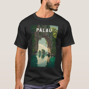 Camiseta Ilustração de Viagem de Arte Vintage de Palau